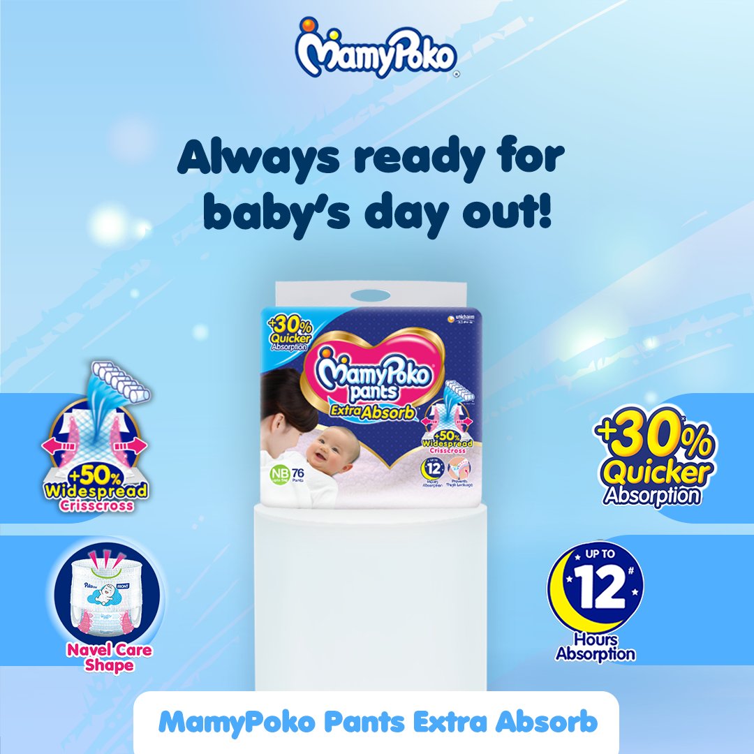 MamyPokoIN's tweet photo. Stay stress-free for baby day out with MamyPoko Pants Extra Absorb and its +30% quicker absorption, which prevents leakage.
.
.
.
Follow @MamyPokoIN
Follow @MamyPokoIN
.
.
.
#mamy #mamypoko #Diaper #Mamylove #comfy #baby #ExtraAbsorb #happiness #comfort https://t.co/9Ds5PdDo26