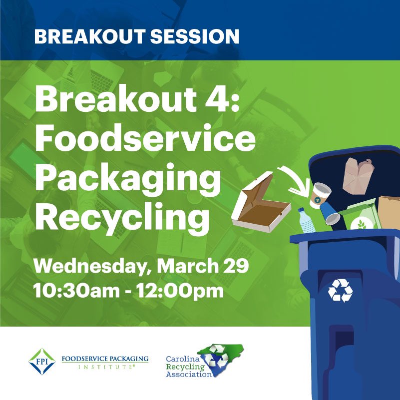 Join FPI's breakout session, "Foodservice Packaging Recycling" at the upcoming CRA conference on March 29 at 10:30am. Don't miss this chance to learn from industry experts and hear the latest developments on FPI’s efforts to increase the recycling of foodservice packaging.
<a href="/FPIHQ/">FoodservicePkgInst</a>