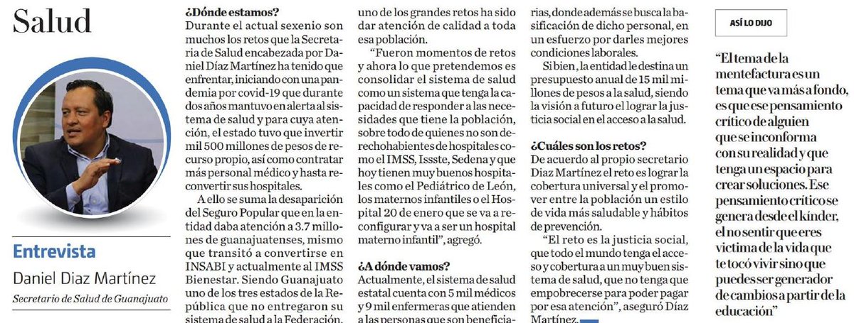 DanielDiazGto's tweet photo. El #SistemaDeSaludGto cuenta con 5 mil médicos y 9 mil enfermeras que atienden a las personas sin ninguna seguridad social.
Se destina un presupuesto anual de 15 mil millones de pesos, la visión a futuro es lograr la justicia social.
#ContigoSiempre
#5toInformeDS @milenio_leon https://t.co/KxZGe0BDyX