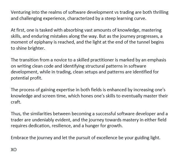 Trader_XO's tweet photo. Software developer vs Trader...

The journey https://t.co/QxDxFKutGN