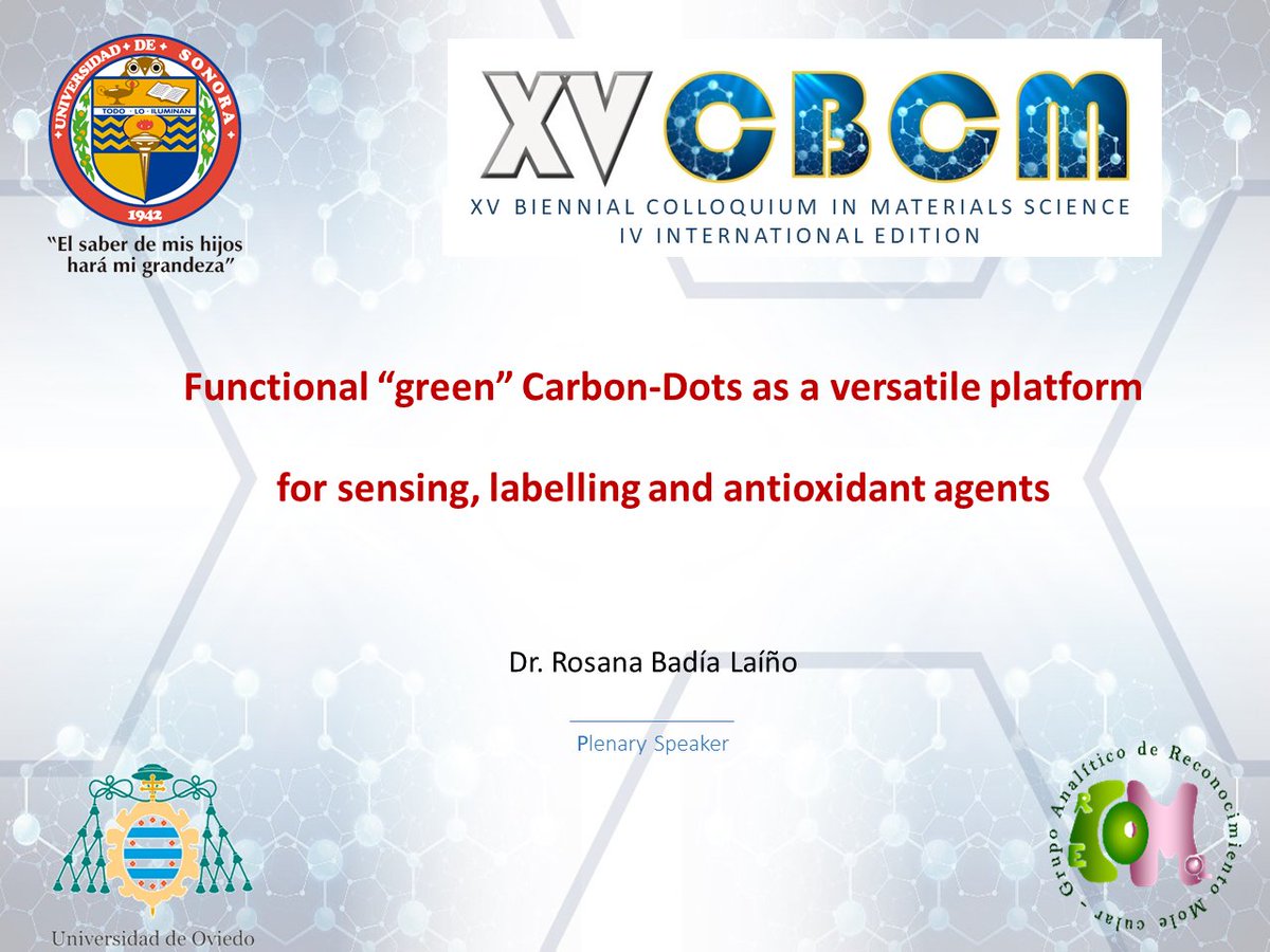 recomol_uniovi's tweet photo. @CampusHmoUnison  @recomol_uniovi  #materials #nanomaterials
Plenary Lecture of Dr. Badía-Laíño in the XV BIENNIAL COLLOQUIUM IN MATERIALS SCIENCE, IV INTERNATIONAL EDITION at the Universidad of Sonora, México. https://t.co/ZCuJI3SuqY