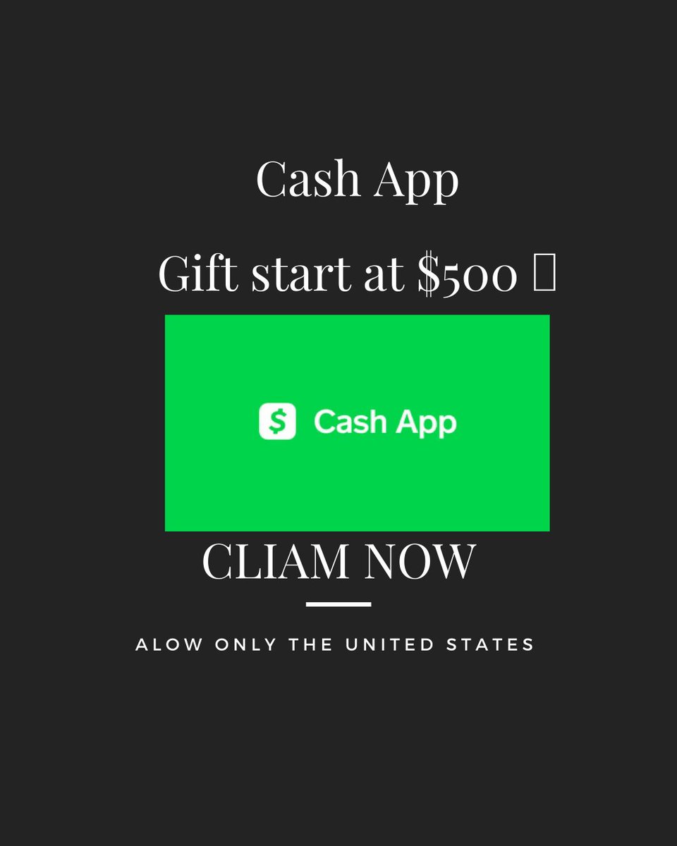 AmaliaCSantos2's tweet photo. Cash App Gift Card Now!
Enter your information now for a chance to win.

CLICK HERE: https://t.co/Q1VEuK9IV4

This offer is only allowed in the United States.

#money #business #entrepreneur #success #motivation #bitcoin #love #investment #finance #forex #investing #wealth https://t.co/c5O4GlW1px