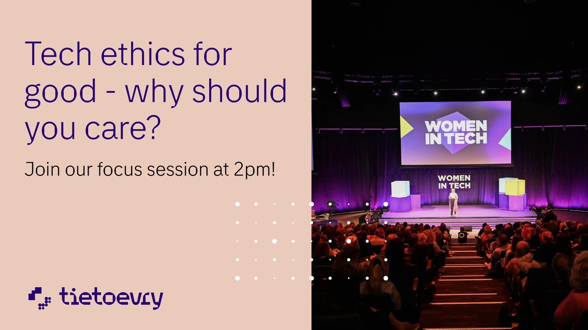 Tietoevryse's tweet image. At Tietoevry we create #purposefultechnology, but what does that mean in practice? ✨

Meet us during our focus session at #WITswe2023. We will highlight different dilemmas on how you can work to uncover and mitigate the ethical risks in tech.  bddy.me/3yTpfe8