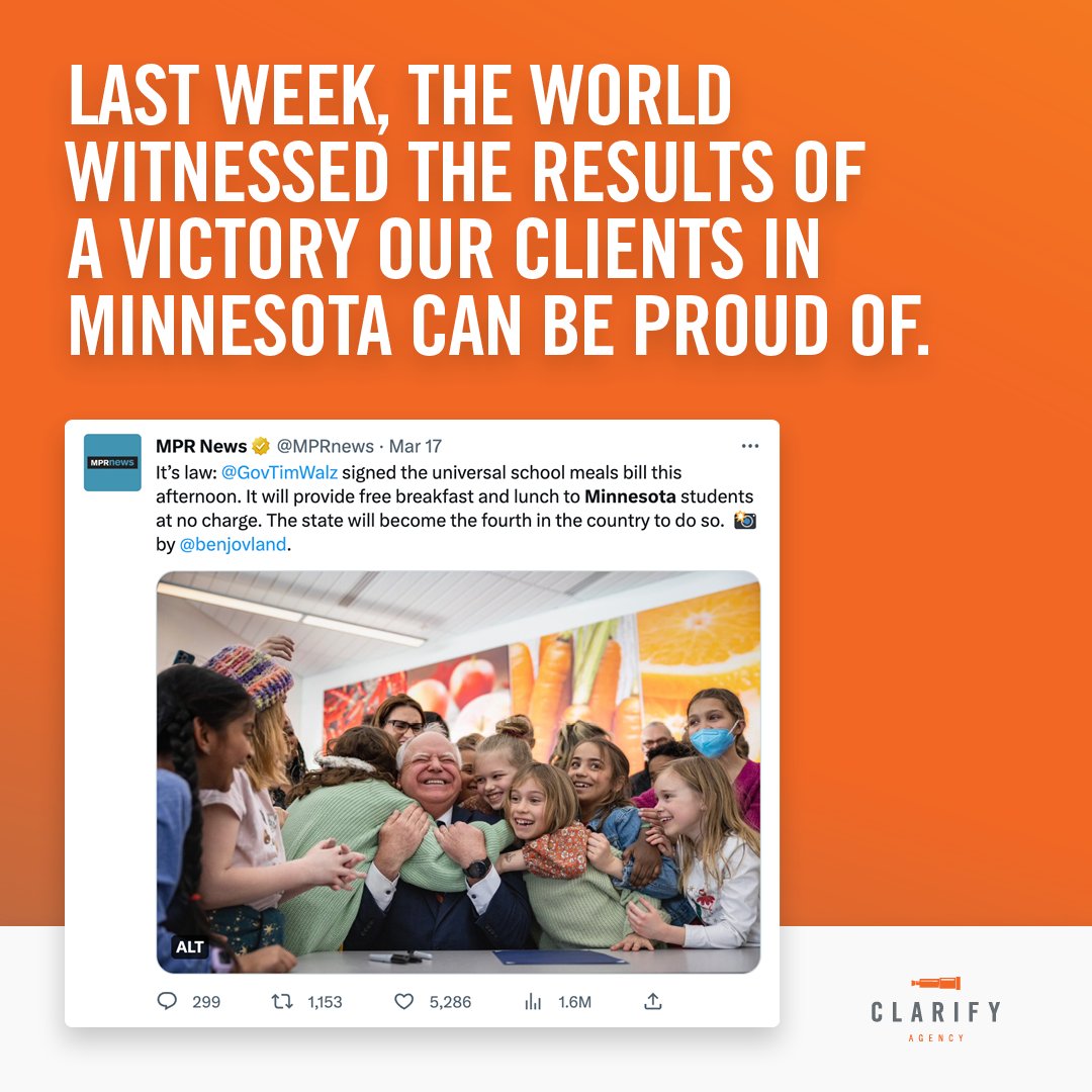 clarifyagency's tweet photo. We're so thrilled about the progress happening in Minnesota thanks to @mnhousedfl and @GovTimWalz!🎉 cc: @ABetterMN @electmnhousedfl https://t.co/ItdXU3Lqu1