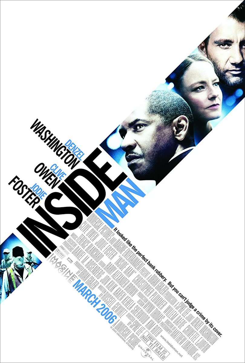 Random Movie I recommend: In honor of the great Spike Lee's birthday today, I give you INSIDE MAN (2006) Starring Denzel Washington, Jodie Foster, and Clive Owen. #InsideMan #SpikeLee #MovieRecommendation #DenzelWashington #jodiefoster #cliveowen