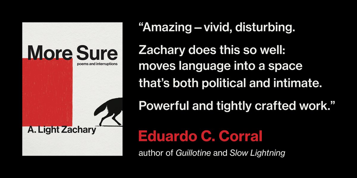 A. Light Zachary (@alightupon) on Twitter photo In 2019, <a href="/EduardoCCorral/">Eduardo C. Corral (he/him/his)</a>—one of the poets I most admire—wrote this on the first draft of my book. I often looked back on it for warmth as I refined the work. Eventually, asked him if I could use it as a "blurb"... Thanks for helping speak this into being, endless generous friend. In 2019, <a href="/EduardoCCorral/">Eduardo C. Corral (he/him/his)</a>—one of the poets I most admire—wrote this on the first draft of my book. I often looked back on it for warmth as I refined the work. Eventually, asked him if I could use it as a "blurb"... Thanks for helping speak this into being, endless generous friend.