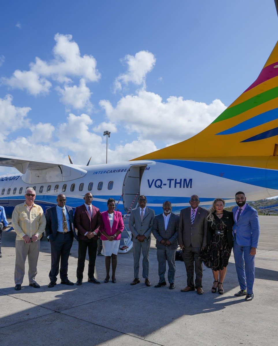 puregrenada's tweet photo. The Grenada Tourism Authority commemorated the introduction of interCaribbean Airways 48 seater ATR-42 aircraft on the Grenada/Barbados Route. #puregrenada #intercaribbean https://t.co/PJ0xEaq3Xd