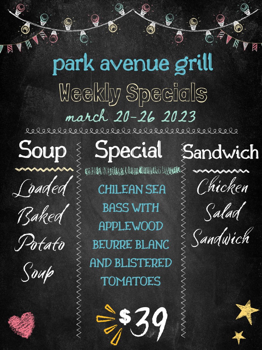 Happy First Day of Spring! Swing on in to Park Avenue Grill to get a gander at these blooming specials!