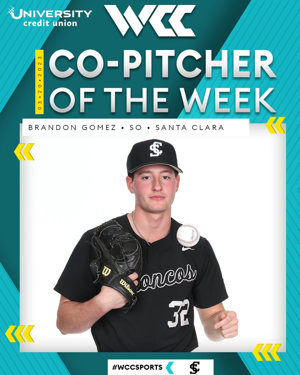 #WCCSports <a href="/UCU_LA/">University Credit Union</a> ⚾️𝐁𝐚𝐬𝐞𝐛𝐚𝐥𝐥 𝐏𝐥𝐚𝐲𝐞𝐫𝐬 𝐨𝐟 𝐭𝐡𝐞 𝐖𝐞𝐞𝐤⬇️
⭐️Jake Holcroft, <a href="/PortlandBSB/">Portland Pilots Baseball</a>
⚡️Jacob Dobmeier, <a href="/PortlandBSB/">Portland Pilots Baseball</a>
⚡️Brandon Gomez, <a href="/SCU_Baseball/">Santa Clara Baseball</a>

🗒️: bit.ly/3yOksef
