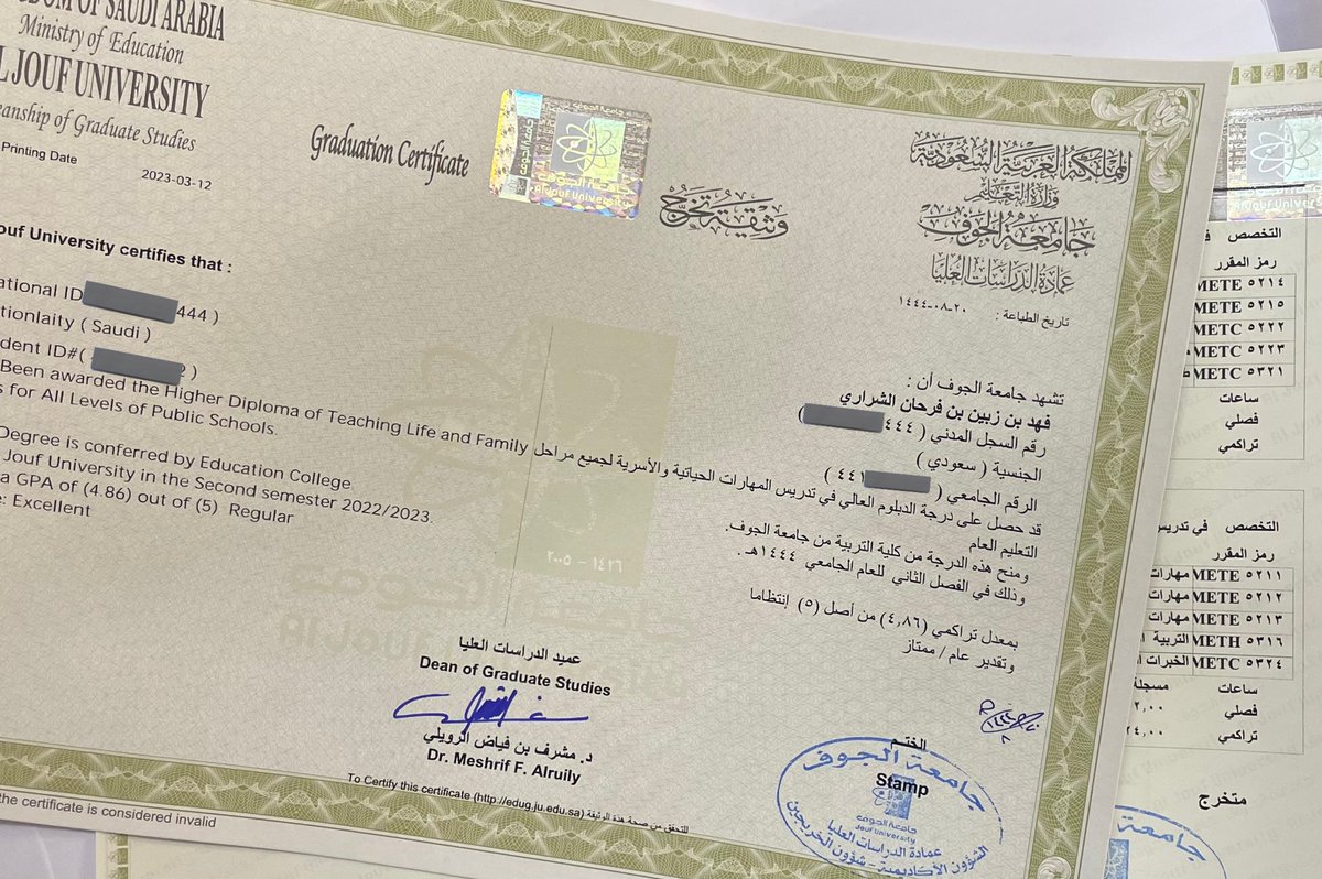 bnzobin's tweet photo. الحمدلله 
 تم تخرجي من الدراسات العليا في جامعة الجوف، 
وحصولي على درجة الدبلوم العالي في المهارات الحياتية  
بتقدير ممتاز  🥰🌹 https://t.co/mCRcRAEeD6