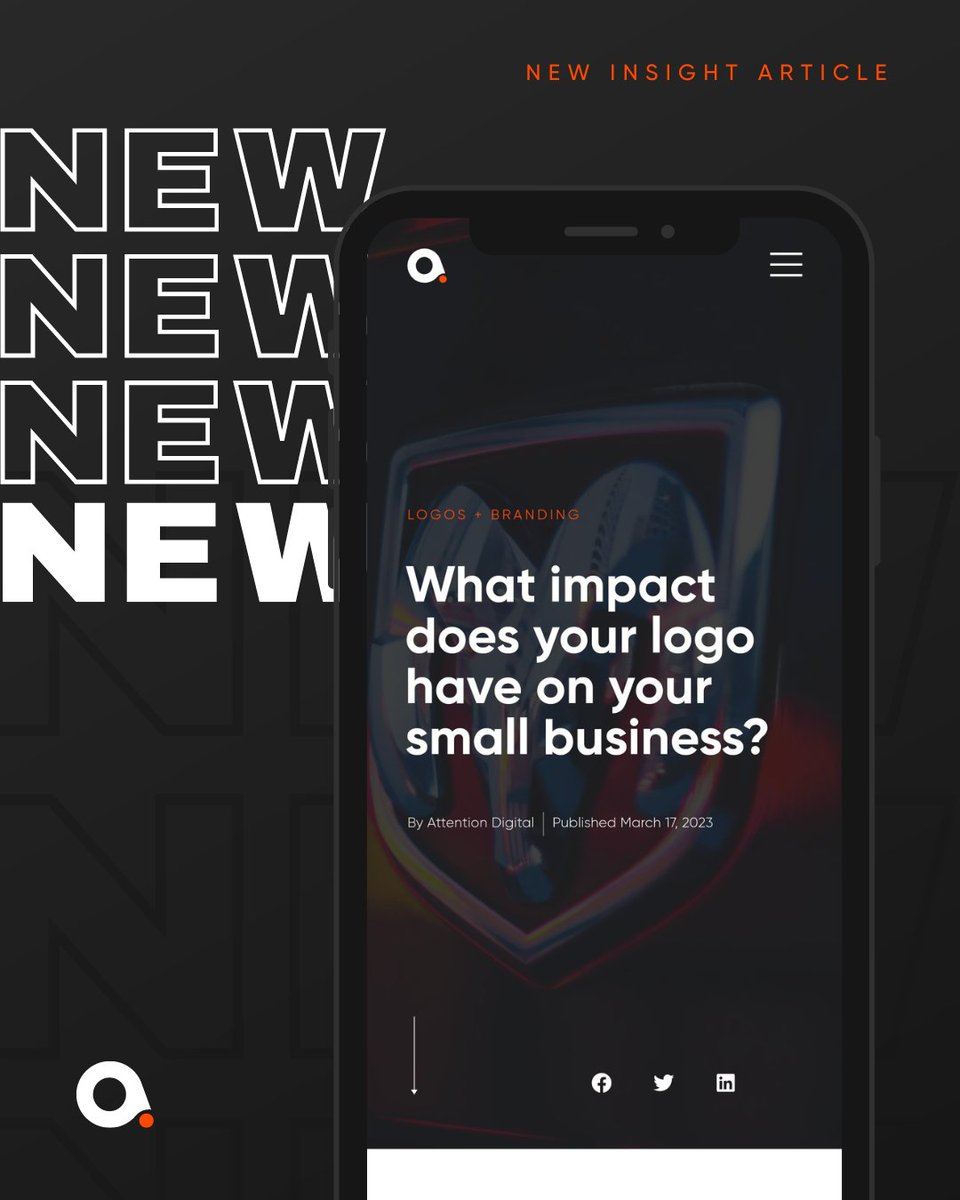 attentionindy's tweet photo. We just dropped a NEW marketing insight article! 👋  What impact does your logo have on your small business? 

👉  https://t.co/uqvIUtpEZZ

#attentionindy 🟠

#logo #graphicdesign #branding #logodesigner #logodesigns #graphicdesigner #logodesign #logos #brand #logotype https://t.co/74rWWCAOKI