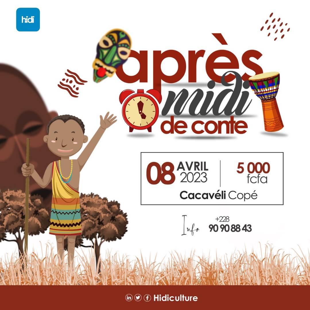 KamaHidi's tweet photo. 20 Mars : Journée Mondiale du Conte.
Nous allons aussi fêter le conte à #HidiCulture à travers notre prochain après-midi de conte le samedi 8Avril 2023 à l'espace hidiculture à Agoe Cacaveli.
Bonne célébration aux conteur(euse)s du Togo.
#apresmidideconte #culture #patrimoine https://t.co/wKGxUEYAGq