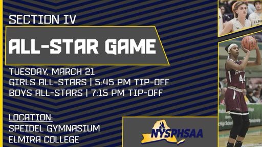 Nate Lull (@natelull) on Twitter photo I’ll be heading to Elmira College on Tuesday to work at the S4 All-Star Basketball games! A great opportunity to watch the S4 BCANY All-Star selections in action. I’ll be announcing starting lineups, doing interviews & more!
Rumor has it that <a href="/NYSTakeover/">Empire State Takeover</a> will be in the house! I’ll be heading to Elmira College on Tuesday to work at the S4 All-Star Basketball games! A great opportunity to watch the S4 BCANY All-Star selections in action. I’ll be announcing starting lineups, doing interviews & more!
Rumor has it that <a href="/NYSTakeover/">Empire State Takeover</a> will be in the house!