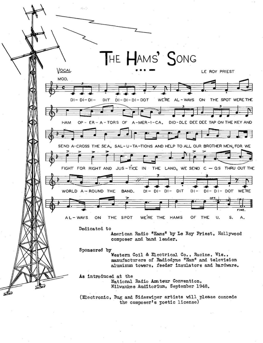 19WAC3067's tweet photo. #hamradio #amateurradio #amateurfunk #hamr #cbradio #27mc #SWL #DX #SDR #HFbands #vintage Worth keeping; The hams song, September 1948. #TheHamsSong https://t.co/2ZXIRVqWgg