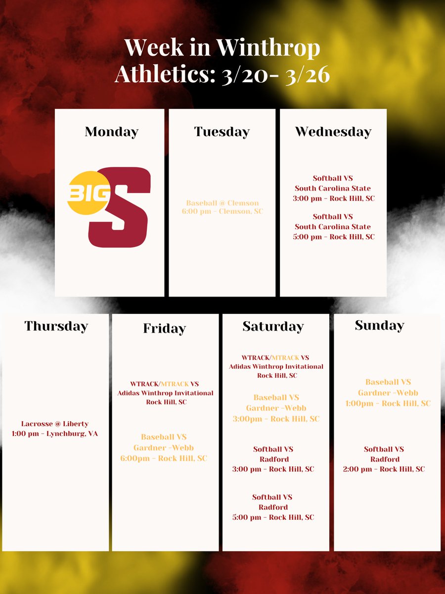 Winthrop Athletics on Twitter "𝐓𝐡𝐢𝐬 𝐖𝐞𝐞𝐤 𝐈𝐧 𝐖𝐢𝐧𝐭𝐡𝐫𝐨𝐩 𝐀𝐭𝐡𝐥𝐞𝐭𝐢𝐜𝐬 Ton of
