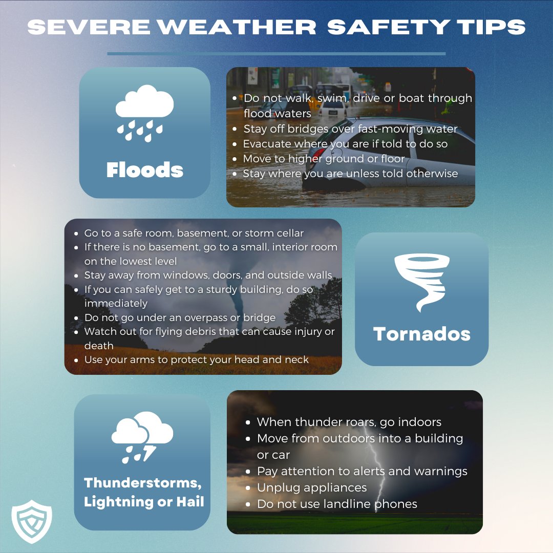 msupolice's tweet image. This #SevereWeatherAwarenessWeek, it&apos;s important to make sure you are prepared. 

See below on what to do if a severe weather event occurs in your area 🌩️⤵️ #MIREADY