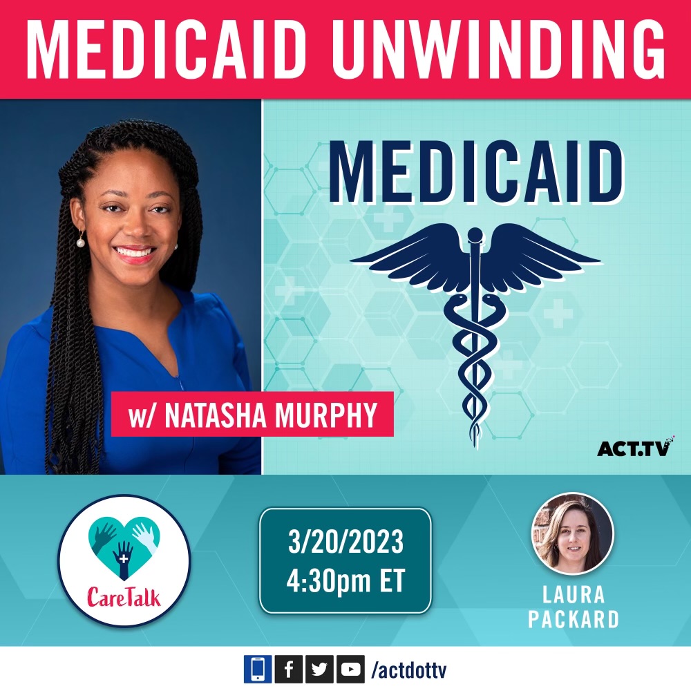 lpackard's tweet photo. Watch today at 4:25pm ET via @actdottv! 
CareTalk LIVE: we answer your health ins. questions w/ Diane @SSWorks @zoidosaurus @healthsherpas, &amp; guest Natasha Murphy @AmProg @CAP_Health discusses Medicaid unwinding
CALL/TEXT IN YOUR Q’S (202) 838-6837 https://t.co/SwTZZx4bPv