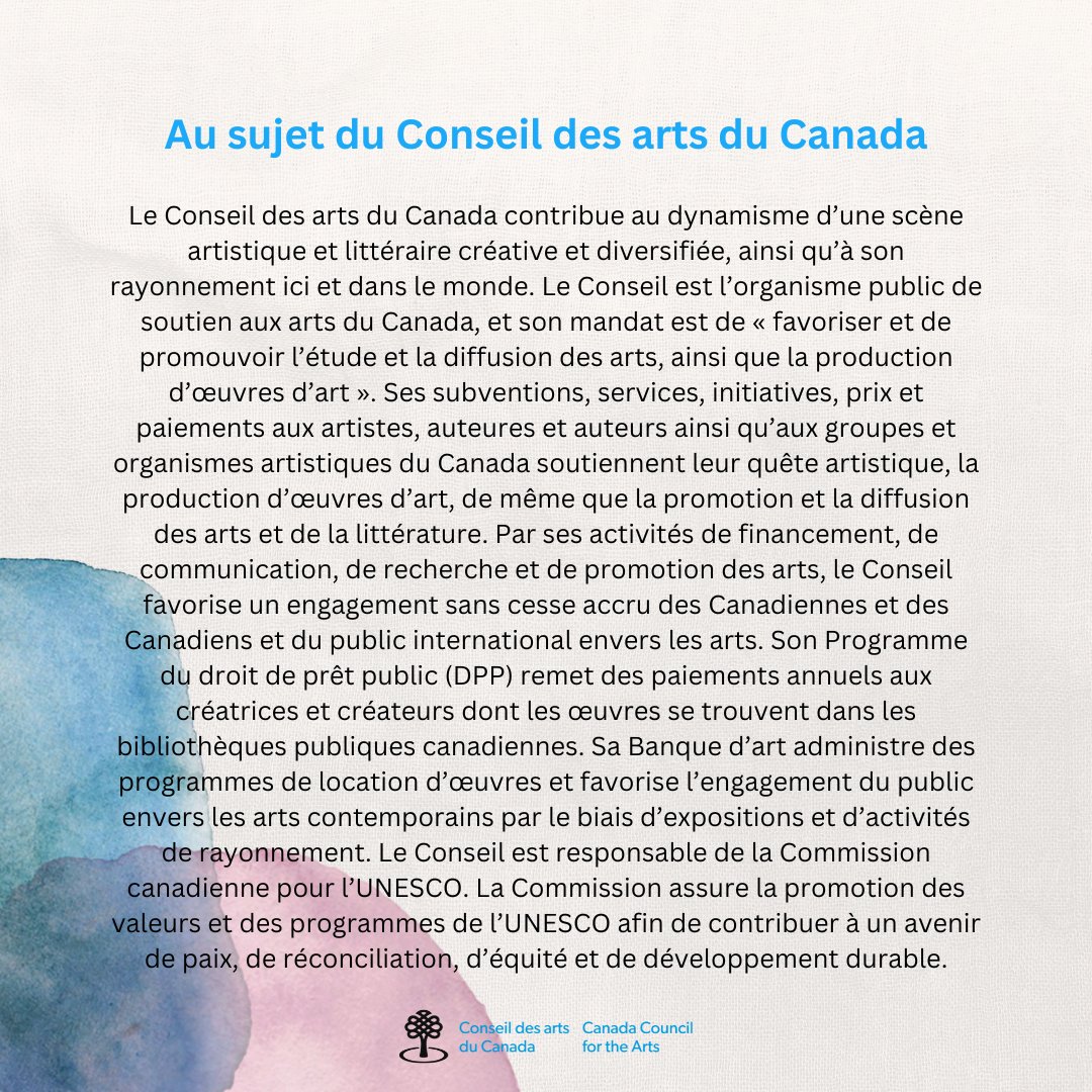I am so excited and grateful to announce that I was chosen to be a recipient of a Canada Council For The Arts grant this year. Thank you so much, <a href="/CanadaCouncil/">Canada Council for the Arts</a>!  #BringingTheArtsToLife  #LArtAuCoeurDeNosVies #CanadaCouncilForTheArts #canadacouncilfortheartsgrantwinner