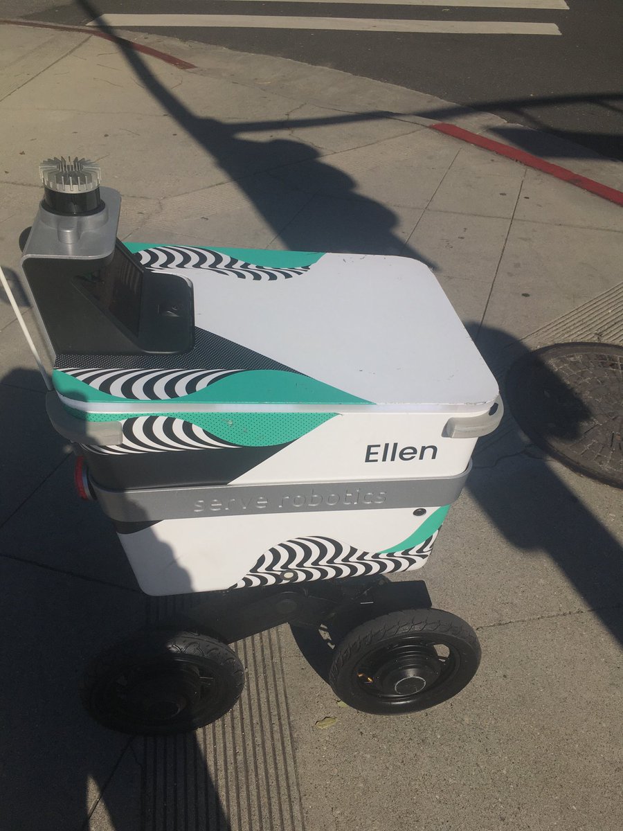 ElleLatham's tweet image. Here are a few pictures of the dumbass robot servers I’ve seen around Hollywood. Interesting names. #MondayThoughts #Robots #ServeRobotics #Automation
