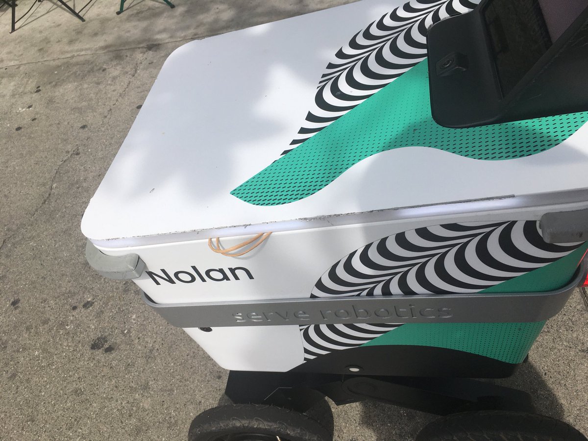 ElleLatham's tweet image. Here are a few pictures of the dumbass robot servers I’ve seen around Hollywood. Interesting names. #MondayThoughts #Robots #ServeRobotics #Automation