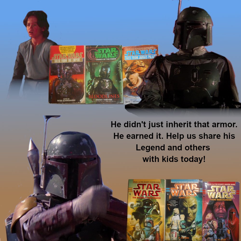 twinsunsf's tweet photo. A little over half way raised but still a ways to go and it ends in 9 days! You wouldn't want to disappoint Boba Fett would you?  Reputation matters in his business! Be a hero to kids today by helping us get them books!  https://t.co/rLgL1H6W8m https://t.co/g0xBhAf2p1