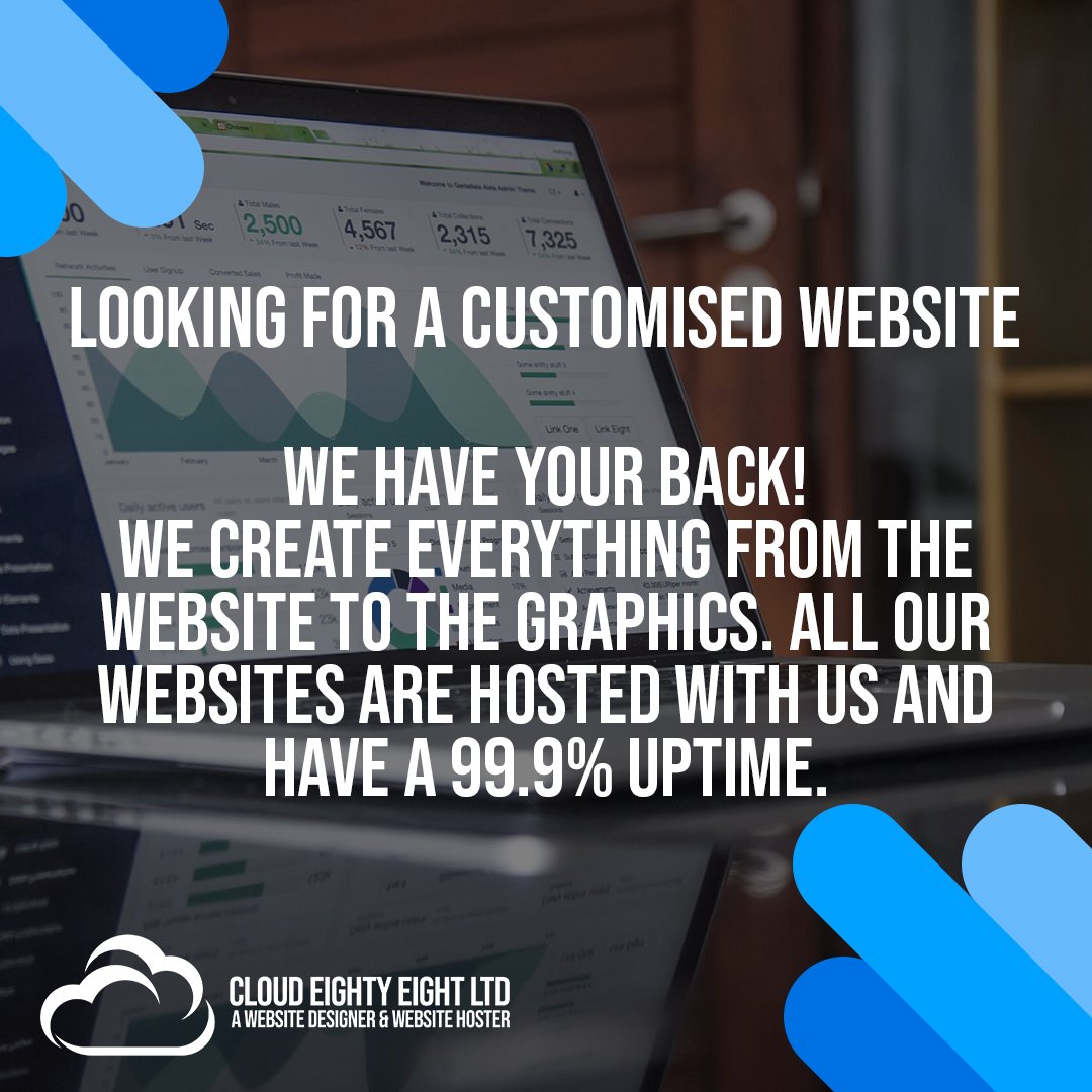 cloud88uk1's tweet photo. Here at Cloud Eighty Eight we have a 99.9% uptime and 0.01% downtime. We understand that you need to stay online as much as possible so that is why we work so fast &amp; efficiently.

#Website #websitedesign #webdesign #hosting #server #graphics #graphicdesign https://t.co/Q75zASHzRZ