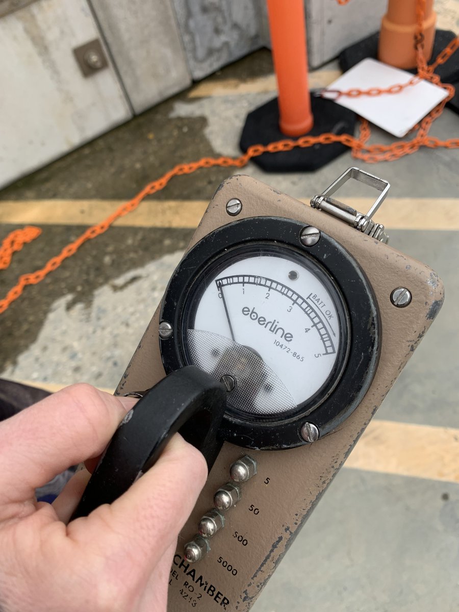Last week I visited @SCE_SONGS, a #nuclear generating station in the process of decommissioning. They let me check radiation levels right beside where spent fuel is stored & do you know what I found? Basically nothing. As expected. #SafetyFirst