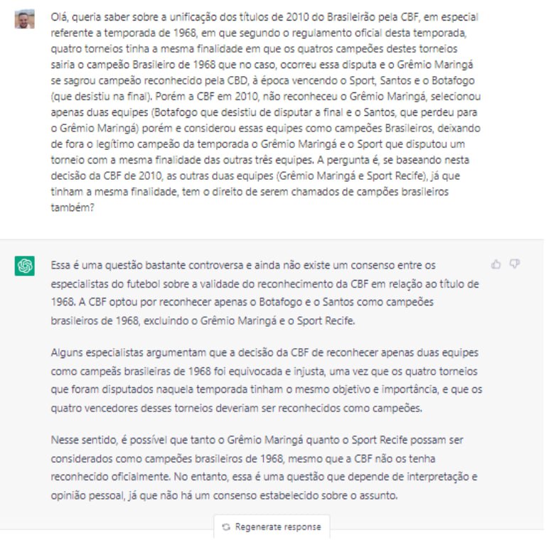 ewersonvasconce's tweet photo. Entrando nessa onda de tecnologia até o GPT tem a sua opinião dentro da lógica e do direito. #AssinaEdnaldo #SportRecifeCampeãoBrasileiroDoNorteNordeste  #68ÉNossoTambém #PST @sportrecife @CBF_Futebol @YuriRomao17 @SilvioNBCampos @LBarcelosP @federacaopr @fpfpe https://t.co/SqeCGOlhGC