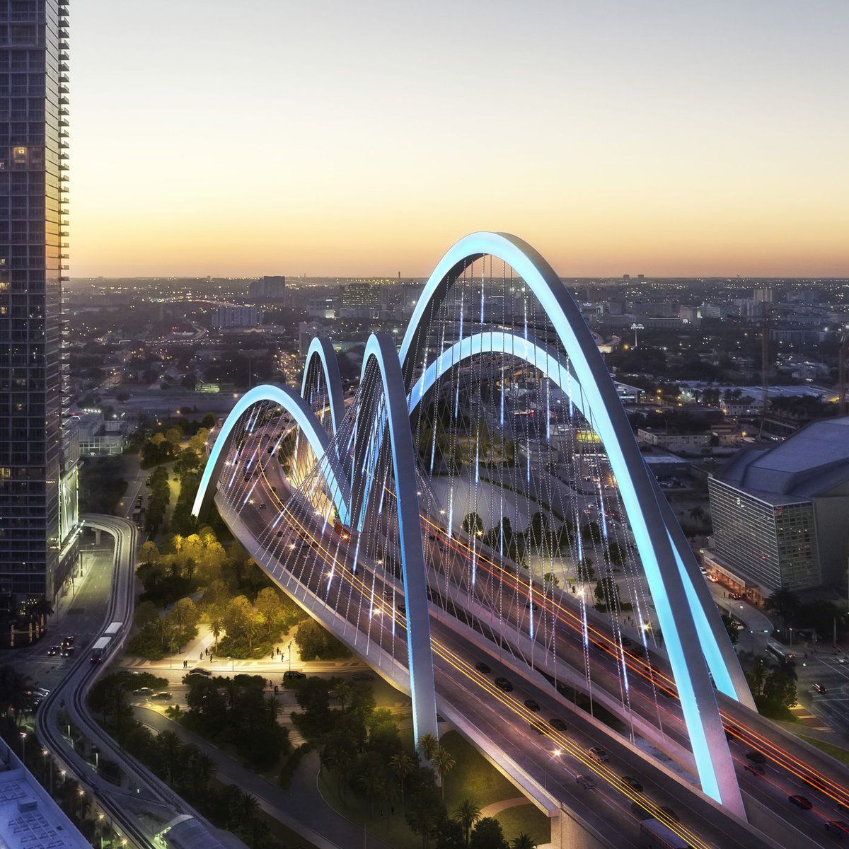 krelena's tweet photo. Enhancing our community and increasing mobility.
Miami's new signature I-395 bridge is set to be an architectural marvel.

COMPLETION IN 2026

What do you think of the upcoming bridge?

#ElenaKrupennikova #MiamiTravel #FloridaTravel #FDOT #MiamiBridge #MiamiFL https://t.co/rg58Ao8rKr
