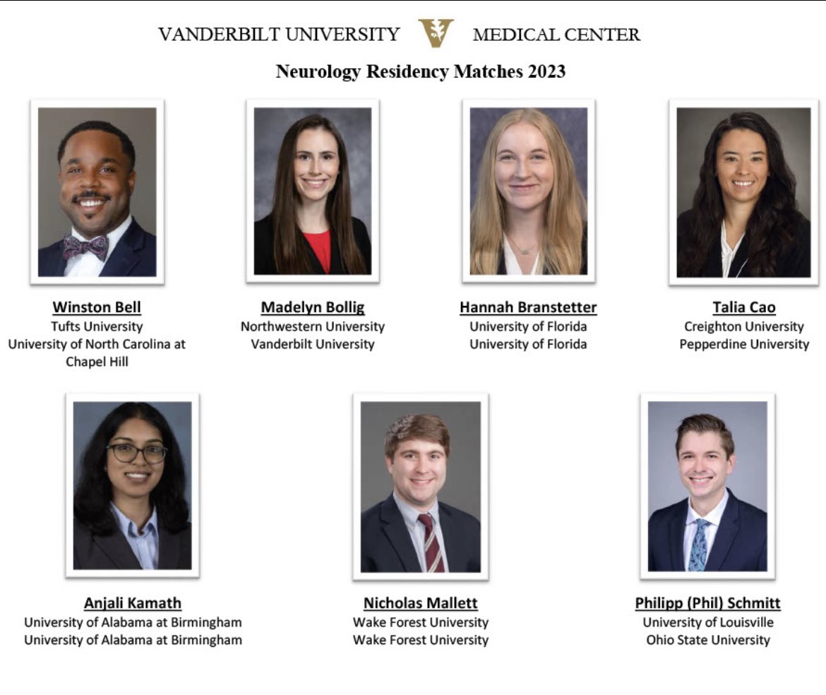 Please join us in welcoming our #VUMCneuro class of 2027 residents! #NeurologyResidency #nmatch2023 @VUMC_MD