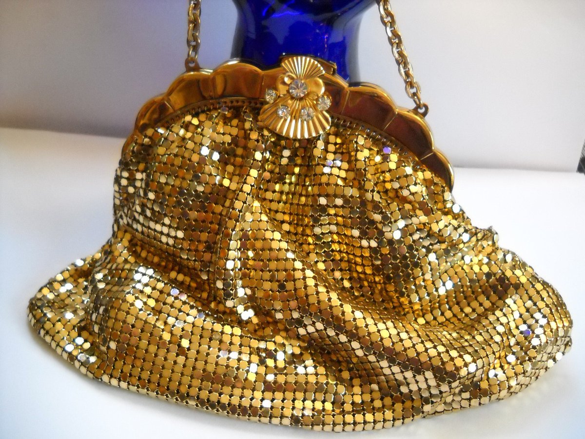 find_charlotte's tweet photo. Excited to share the latest addition to my #etsy shop: Vintage Gold Mesh Evening Bag Clutch Purse Rhinestone Clasp Satin Lining Metal Chain Art Deco Mid Century Metal Mesh Purse https://t.co/y4cHVUONos #gold #birthday #christmas #wrist #artdeco #vintagepurse #goldmesh https://t.co/K4QHKHJoI2
