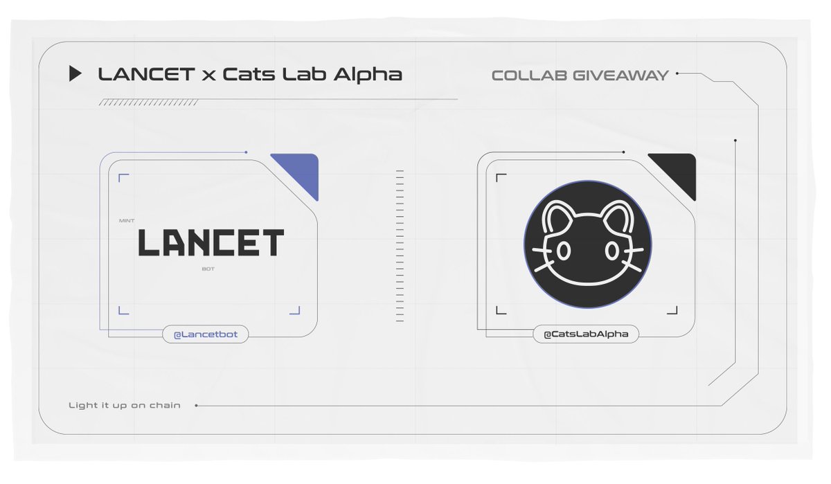 CatsLabAlpha's tweet photo. Cats Lab Alpha x Lancet

2x Whitelist Spots Giveaway

To Enter:
1. Like and Retweet
2. Follow @CatsLabAlpha and @Lancetbot
3. Tag 3 Friends 

Ends in 24hrs

#NFTGiveaway #NFTCommunity https://t.co/TOSUPayHrm