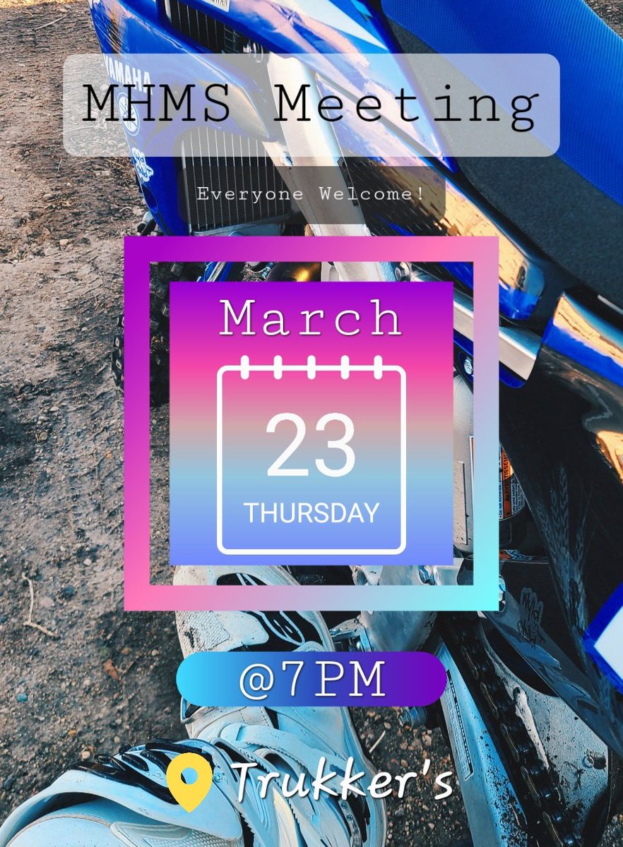 MedHatMX's tweet photo. ⚠️ Attention ⚠️

The next MHMS meeting will be held on Thursday, March 23rd at 7:00 PM, hosted at Trukker's Resturant in Redcliff.

Everyone is welcome!

#medhatmoto #albertamotocross https://t.co/HPOL5RO1sf