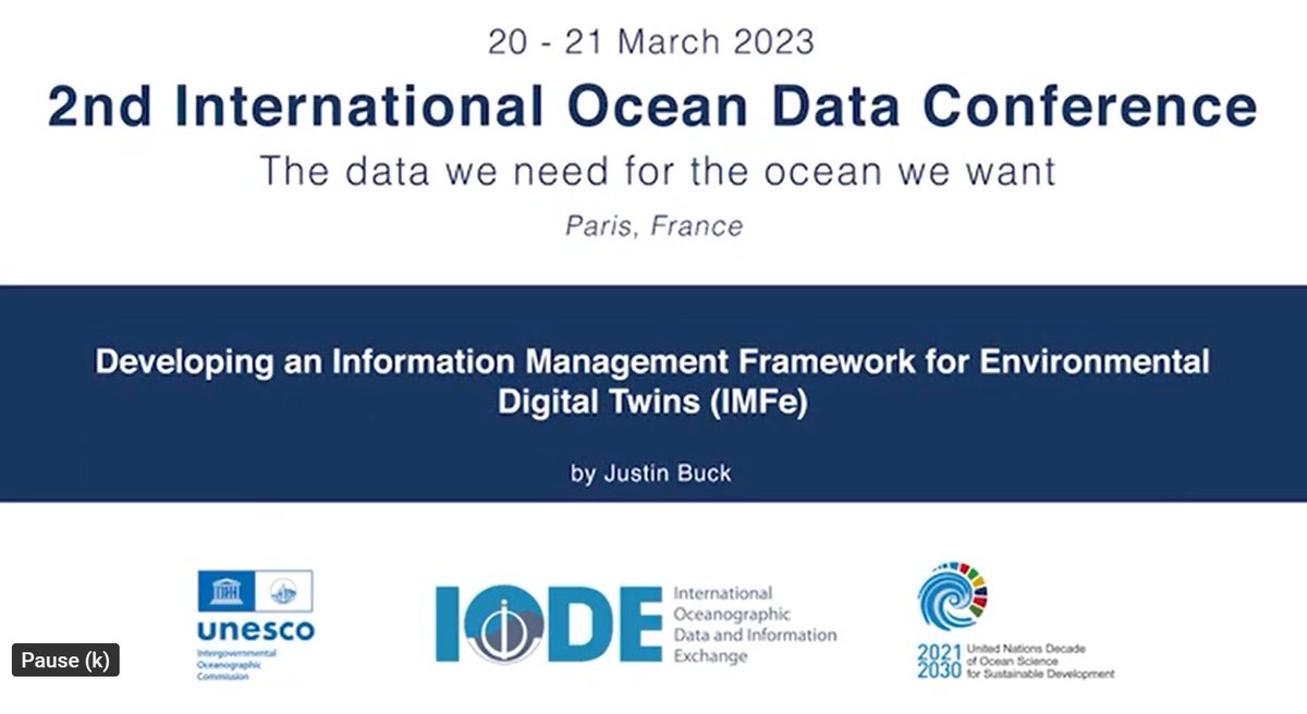 bodc's tweet photo. Justin Buck presents "An Information Management Framework for Environmental (IMFe) Digital Twins" at the International #Ocean #Data Conference #IODC
Watch it again ππΊ
https://t.co/xkTo8tqQXS
@NOCnews @UK_CEH @BAS_News @IODEocean @IocUnesco https://t.co/37cFJZUaFx