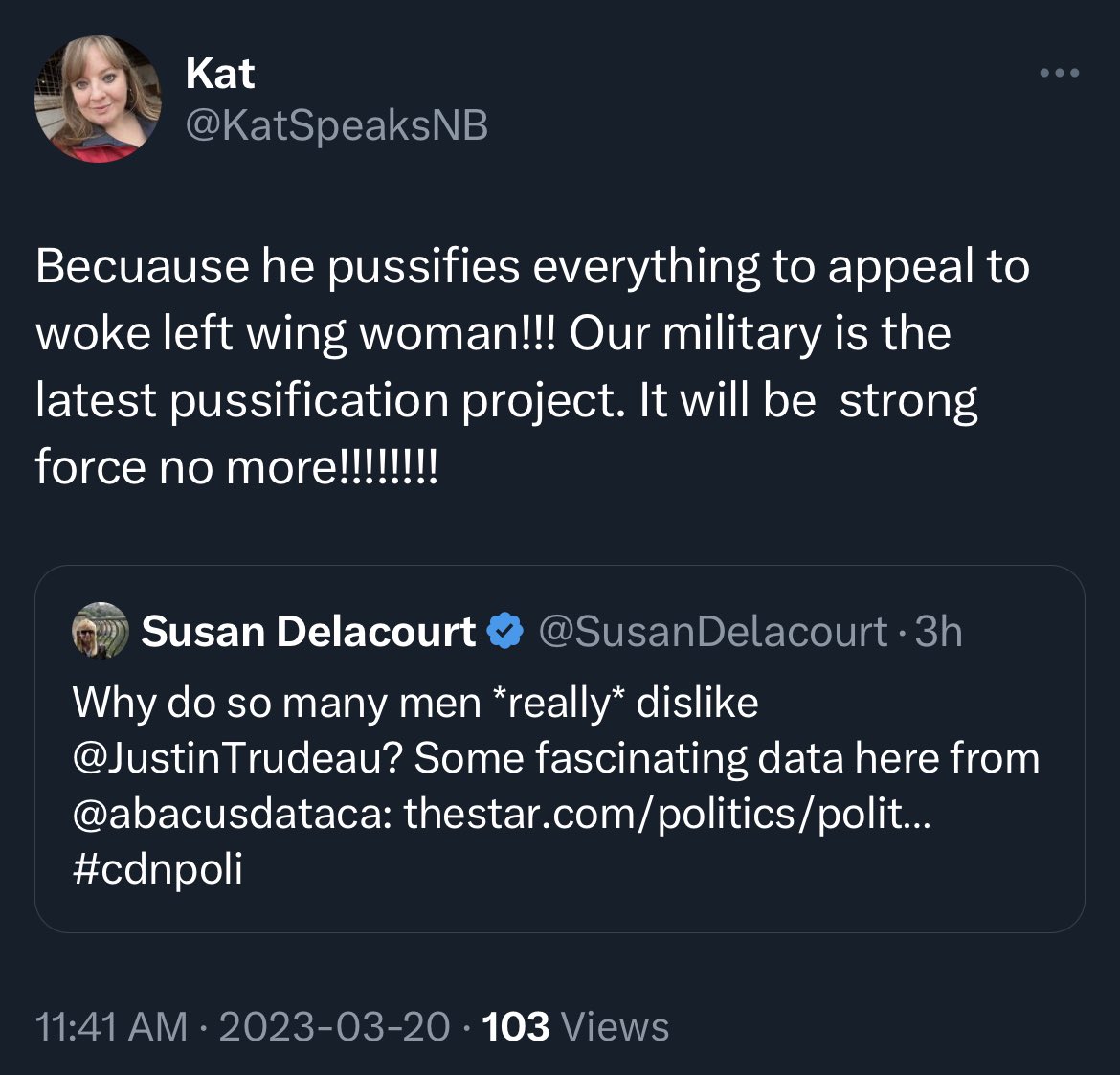 johnsgunn's tweet photo. Can anyone tell me what exactly “pussification” means and how it’s happened to the military? Kathy keeps saying this, but never explains what it means…
#UnmaskKathy #ScaredyKat #ChickenHawk https://t.co/1GYo1ewzqD