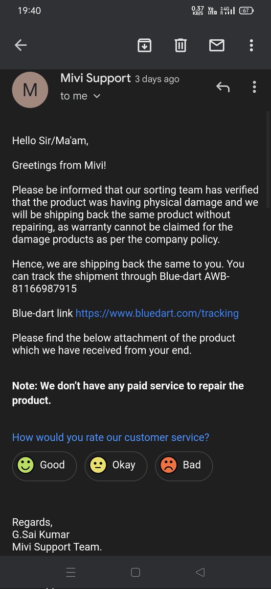Rahulborge90's tweet photo. @Mivi_Official 
Giving such bad service and fake reason for product is Damaged and I have attached the photos of my product and 2 time I have face the same issues and now they are saying product is Damaged https://t.co/zn7VUm5NjU