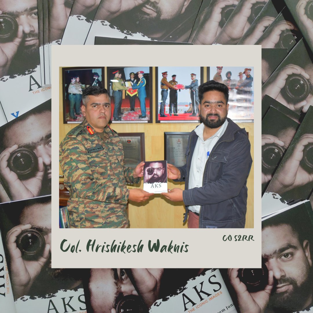 hakeemjunaidjpc's tweet photo. Token of love presented to Col. Hrishikesh Waknis (CO 52RR) on release of my first photobook AKS.
Thank you sir for your love and appreciation ❤
@RadioChinar @Rifa_e_Aam #AKS #photobook #photooftheday #Sopore #bookpublish #sdposopore #wularlake #Hakeemjunaid https://t.co/CDPxmvMtQO