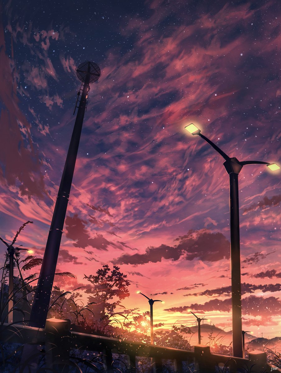 sky scenery no humans cloud outdoors lamppost sunset  illustration images