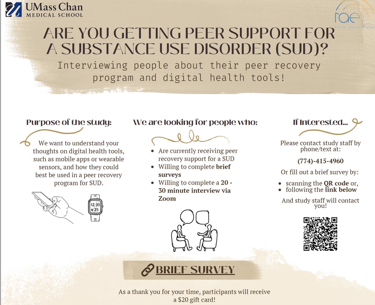 Looking to interview people in recovery from substance use disorder about peer support and how digital health tools can help.

Interested?  Reach us here: 
rb.gy/dtuxrc