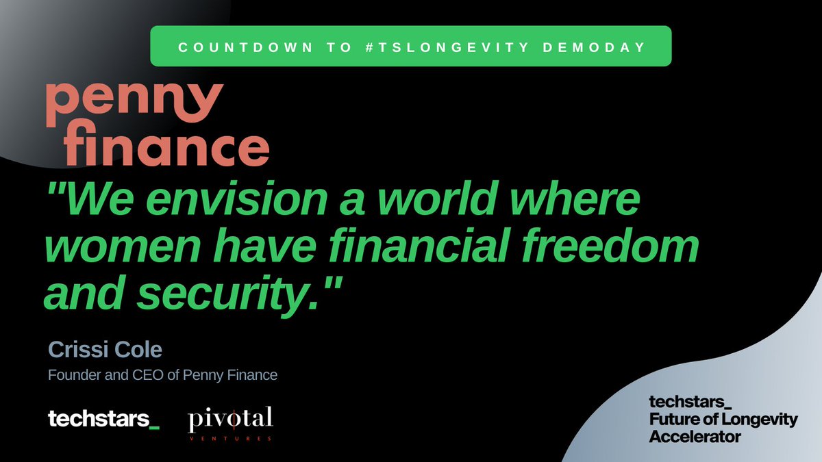 Today we are 10 (week)days away from the #TSLongevity Investment Summit and DEMO DAY! We will feature one company per day leading up to this event!

Today is <a href="/startwithapenny/">startwithapenny</a>. Join us on April 3 to hear more.

Register here - tsta.rs/gHPI50NmKaV

<a href="/Techstars/">Techstars</a> <a href="/pivotalventures/">Pivotal Ventures</a>