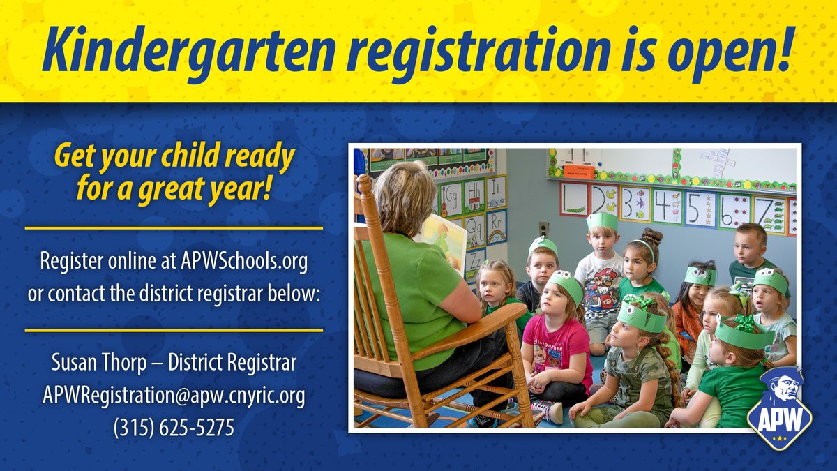 Do you have little ones getting ready for Kindergarten next year? ✏️🍎

Registration is now open! Register online at APWSchools.org or contact the district registrar!