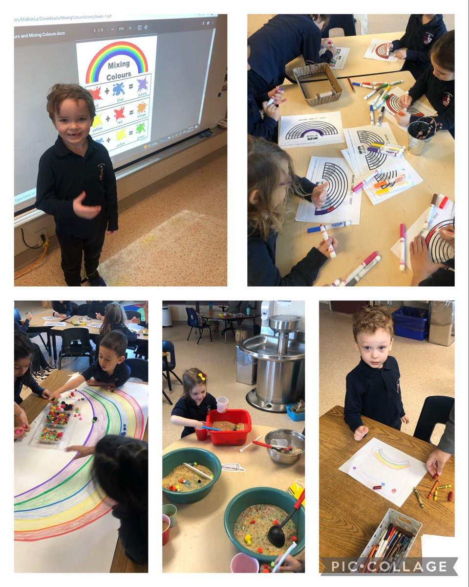 The first day of spring and coming back from the break equals rainbow activities. Colour mixing, making rainbows, loose parts and playdough ❤️🌈