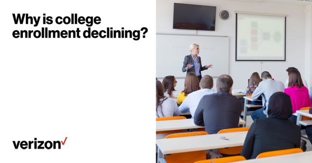 zakfowler's tweet photo. College enrollment is declining, but more investment in tech may help to bring students back to the classroom. #CollegeEnrollment #CollegeTrends #VTeam https://t.co/XrWhUcu9RF https://t.co/lAE99jj4a1