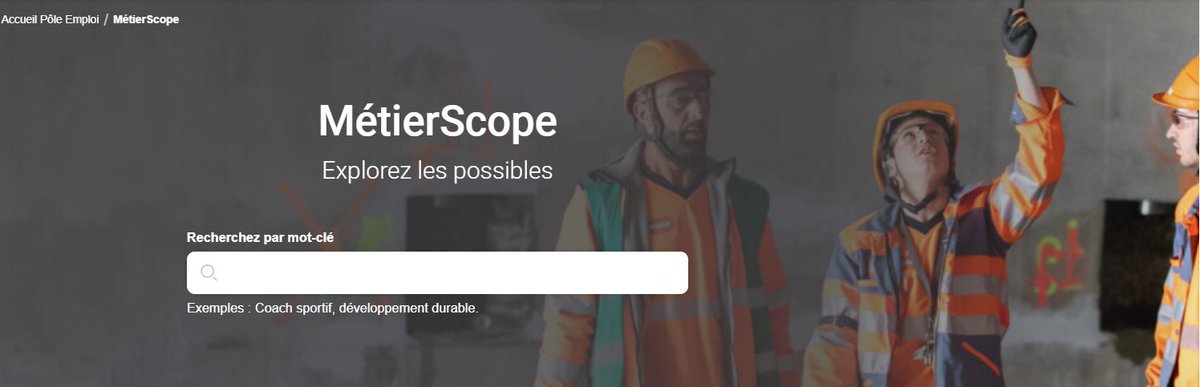 #MétierScope➡️explorez les possibles 🚀
✅En reconversion professionnelle?
✅En recherche d'un nouveau projet professionnel?
#MétierScope permet de :
➡️Découvrir les métiers et les compétences
➡️Enclencher une démarche de transition professionnelle
 RDV💻candidat.pole-emploi.fr/metierscope/