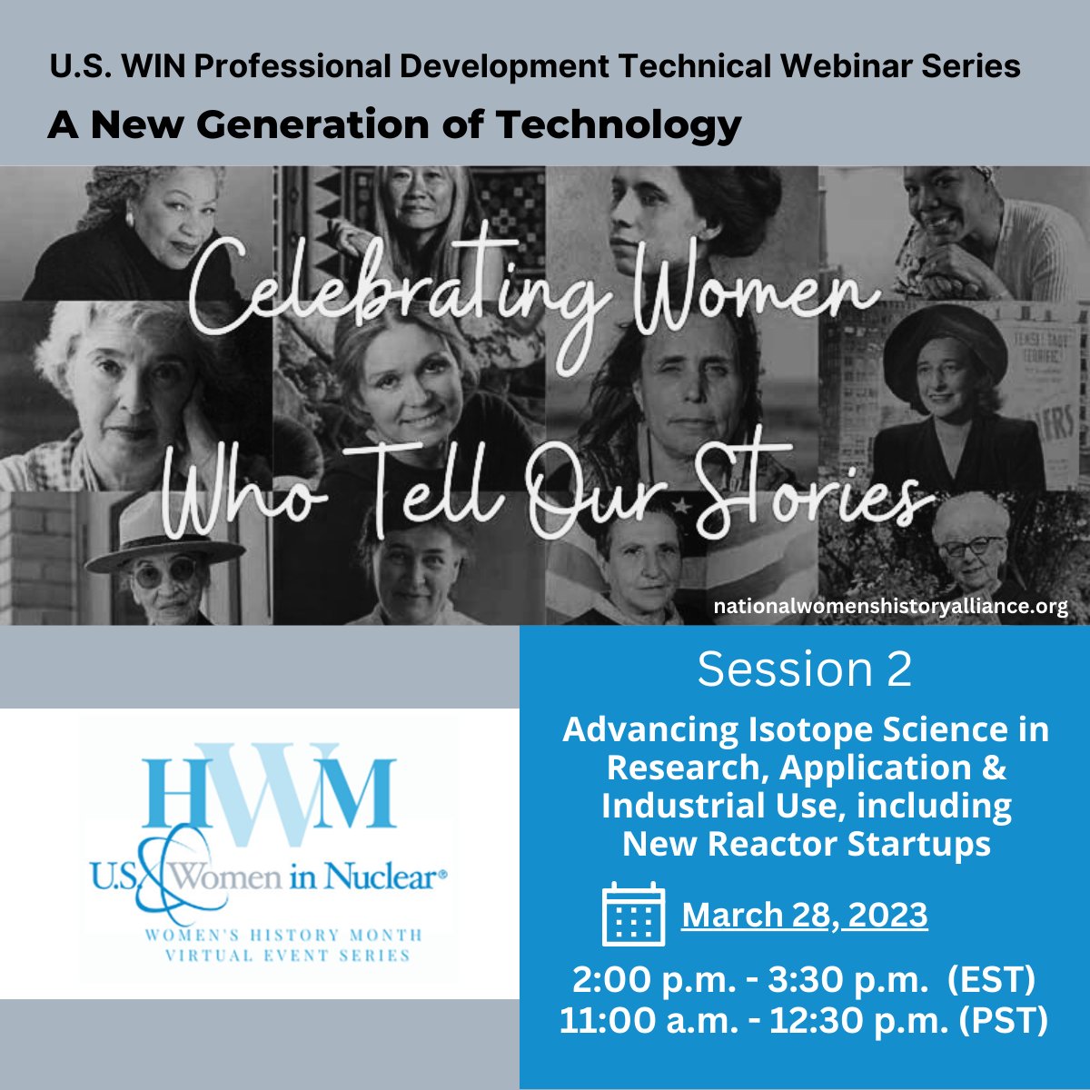 Join <a href="/WomenInNuclear/">U.S. WIN</a> as we talk with Julie Ezold &amp; Sandra Davern from ORNL about the technologies that foster isotope production and the roles they play in research, application and industrial use, including new reactor startup. #WHM

Registration Link: lnkd.in/etzJabtJ