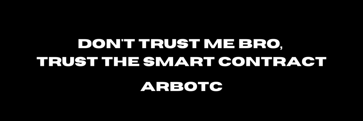 🚀arbotc.lol is now live🚀

Trade $ARB tokens OTC with us!
Fully Onchain
Safe
Secure
Decentralized
Easy to use

1000 $USDC to 1 person who:
✅Like
✅RT
✅Tag 1 fren that will find this platform useful!

runs to 48hours after <a href="/arbitrum/">Arbitrum</a> airdrop

discord.gg/jFbeBMVWGf