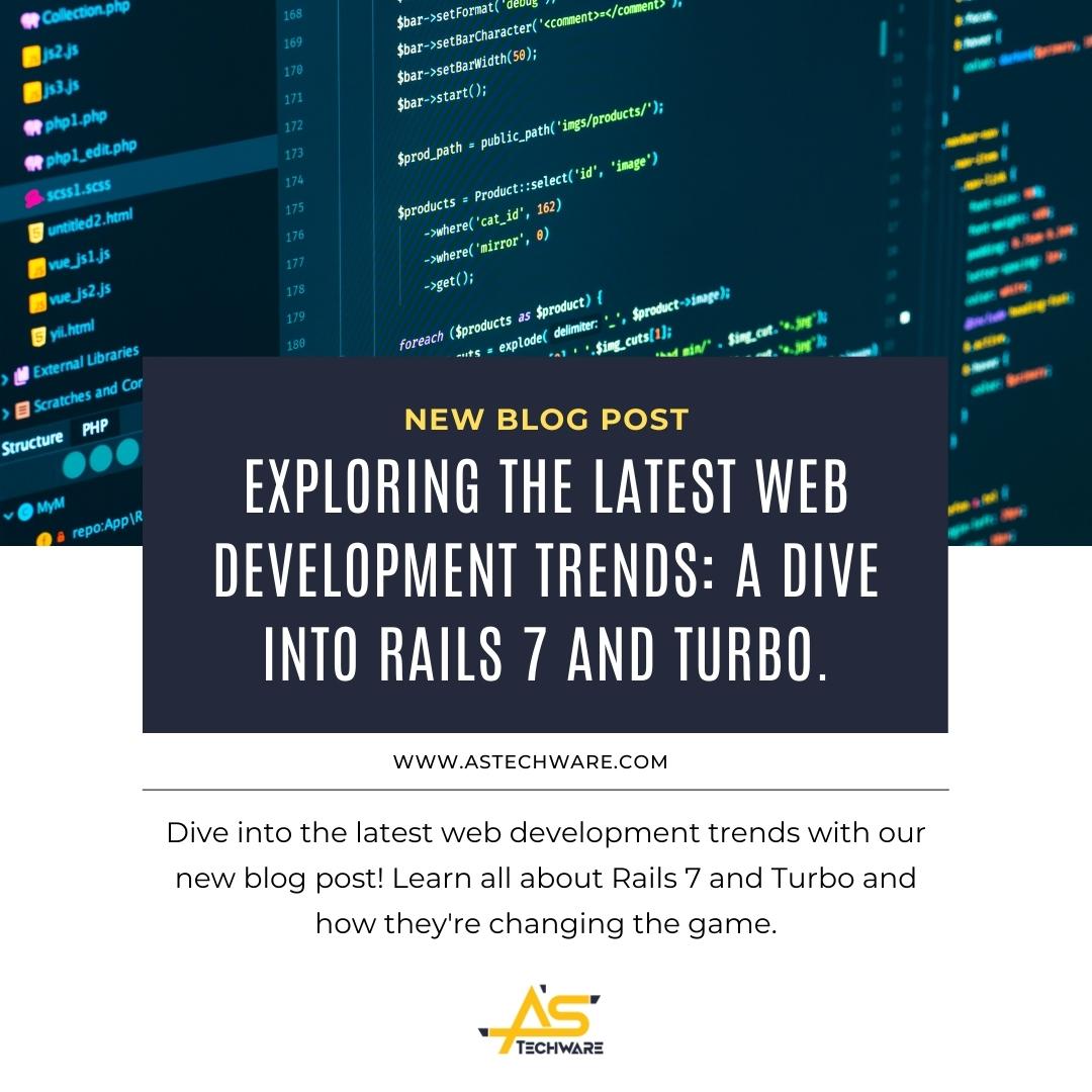 astechware's tweet image. Dive into the latest web development trends with our new blog post! Learn all about Rails 7 and Turbo and how they&apos;re changing the game.
Link to blog: tinyurl.com/2y2z5s66

#webdev #Rails7 #Turbo #techtrends #newblog #newblogpost #webdevelopment #webdevelopmentcompany
