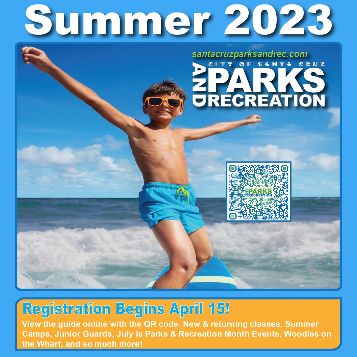 🌲2023 Online Summer Activity Guide available TODAY!🌲

😎Check out the new and improved Summer Activity Guide to browse all of the great Summer Classes available this year!
santacruzparksandrec.com

⭐Register for a Class Today!
www.cityofsantacruz/register

#SummerRegistration