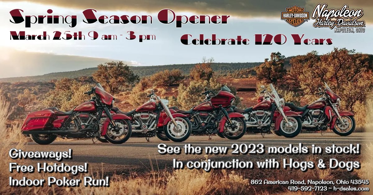 NapoleonHD's tweet photo. Spring Season Opener this Saturday during Hogs and Dogs! https://t.co/wX7uL2dXnV