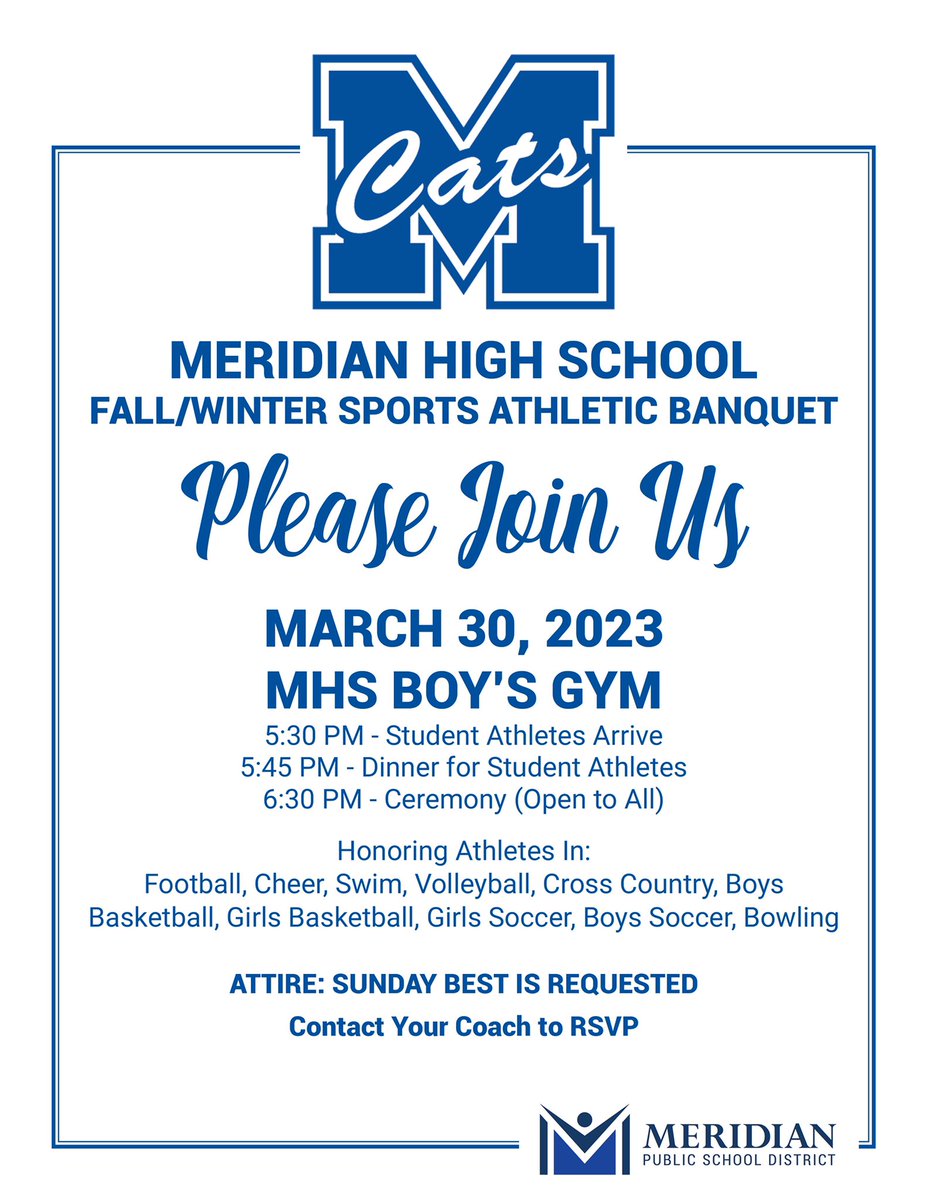 Players and parents, make plans to attend so we can celebrate these student-athletes The Wildcat Way! Ⓜ️💙